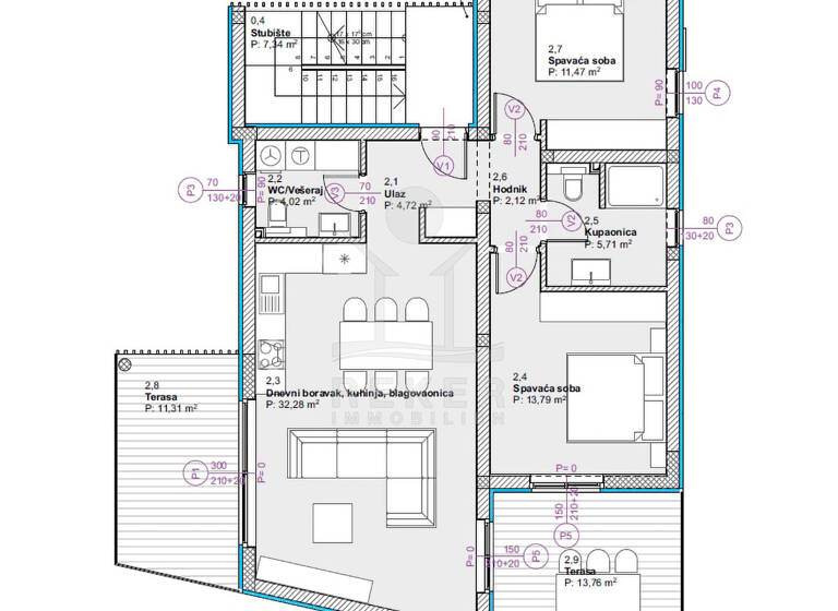 Wohnung zum Kauf - Erstbezug 279.000 € 3 Zimmer 99,2 m² 1. Geschoss Vodice 22211