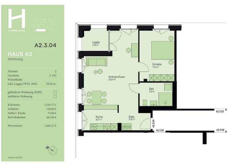 Wohnung zur Miete - Neubau 1.105 € 2 Zimmer 59,1 m²<br/>Wohnfläche 3.<br/>Geschoss ab sofort<br/>Verfügbarkeit Lumper Höhe 2/1 Innenstadt Ravensburg 88212