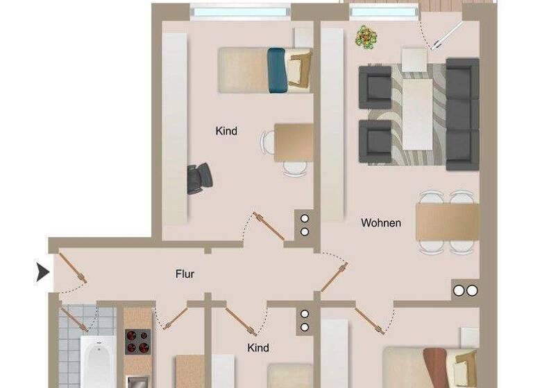 Wohnung zur Miete 549 € 4 Zimmer 75 m² 2. Geschoss Seligenstädter Straße 12 Aga Gera - Aga 07554
