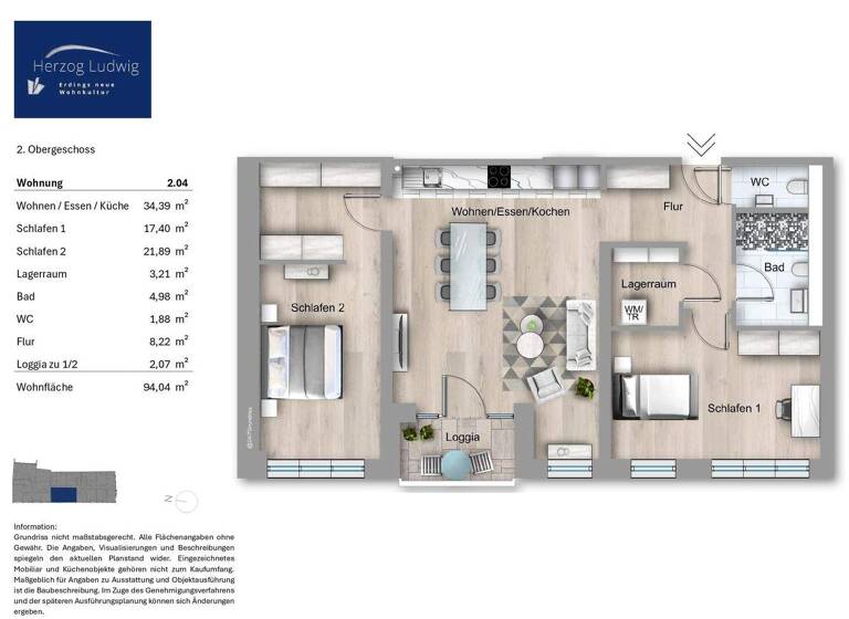Wohnung zum Kauf provisionsfrei 789.900 € 3,5 Zimmer 94 m² 2. Geschoss Haager Straße 11 Altenerding Erding 85435