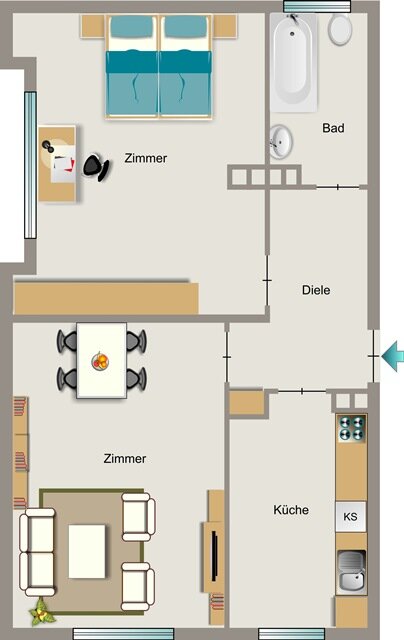 Wohnung zur Miete 464 € 2,5 Zimmer 56,5 m²<br/>Wohnfläche 2.<br/>Geschoss 01.02.2025<br/>Verfügbarkeit Horststraße 1a Holsterhausen Herne 44625