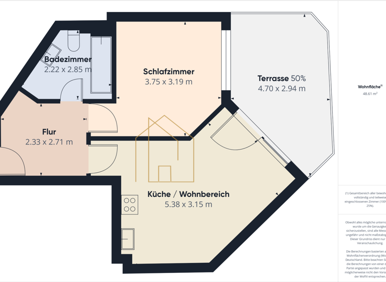 Terrassenwohnung zum Kauf 136.000 € 2 Zimmer 49 m²<br/>Wohnfläche EG<br/>Geschoss Salzweg Salzweg 94121
