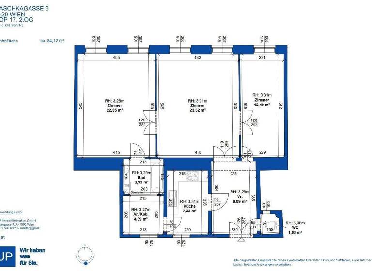 Wohnung zum Kauf 389.000 € 3 Zimmer 84,1 m² 2. Geschoss Haschkagasse 9 Wien 1120