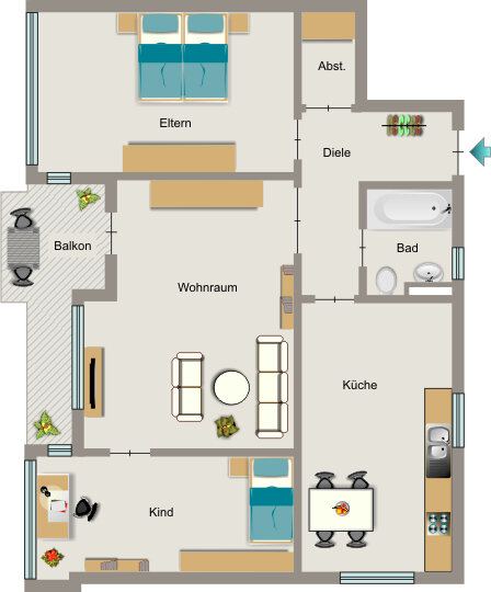 Wohnung zur Miete 565 € 3,5 Zimmer 74,3 m²<br/>Wohnfläche 1.<br/>Geschoss Espenstraße 77 Breierspfad Dortmund 44143