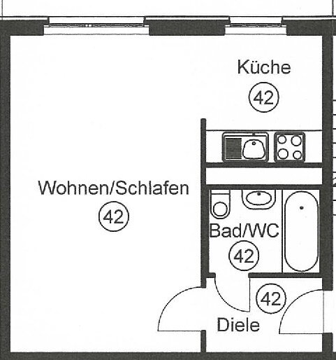 Wohnung zum Kauf 66.900 € 1 Zimmer 32 m²<br/>Wohnfläche 1.<br/>Geschoss Lausen-Grünau Leipzig 04207