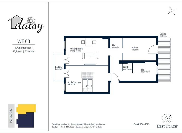 Wohnung zum Kauf provisionsfrei 355.000 € 2 Zimmer 77,9 m² 1. Geschoss Kiefholzstraße 5 Alt-Treptow Berlin 12435