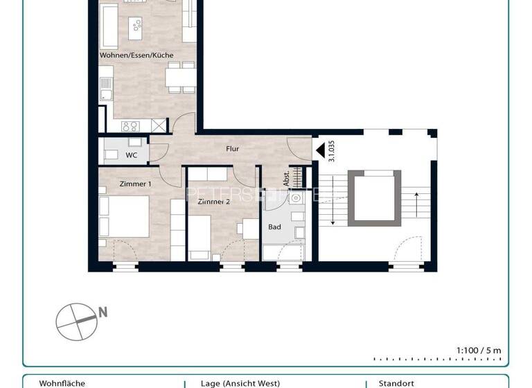 Wohnung zur Miete 1.229 € 3 Zimmer 71,8 m² 1. Geschoss frei ab 01.04.2026 Jenfeld Hamburg 22045