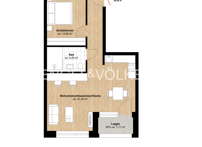 Wohnung zum Kauf 439.000 € 2 Zimmer 56 m² Centrum Münster 48151