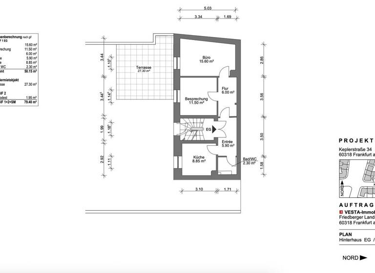 Wohnung zum Kauf 390.000 € 2 Zimmer EG Keplerstraße 34 Nordend-West Frankfurt am Main 60318