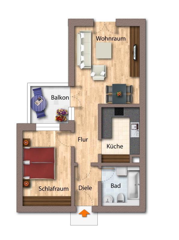 Wohnung zur Miete nur mit Wohnberechtigungsschein 324 € 2 Zimmer 58,8 m²<br/>Wohnfläche 1.<br/>Geschoss Blumenweg 5 Zeulenroda Zeulenroda-Triebes 07937