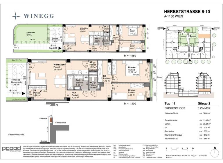 Wohnung zum Kauf - Erstbezug 443.100 € 3 Zimmer 73,1 m² EG Herbststraße 6-10 Wien 1160