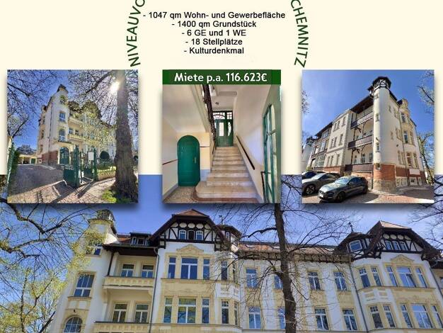 Mehrfamilienhaus zum Kauf 1.450.000 € 40 Zimmer 1.047 m² 1.400 m² Grundstück Kaßberg Chemnitz 09112