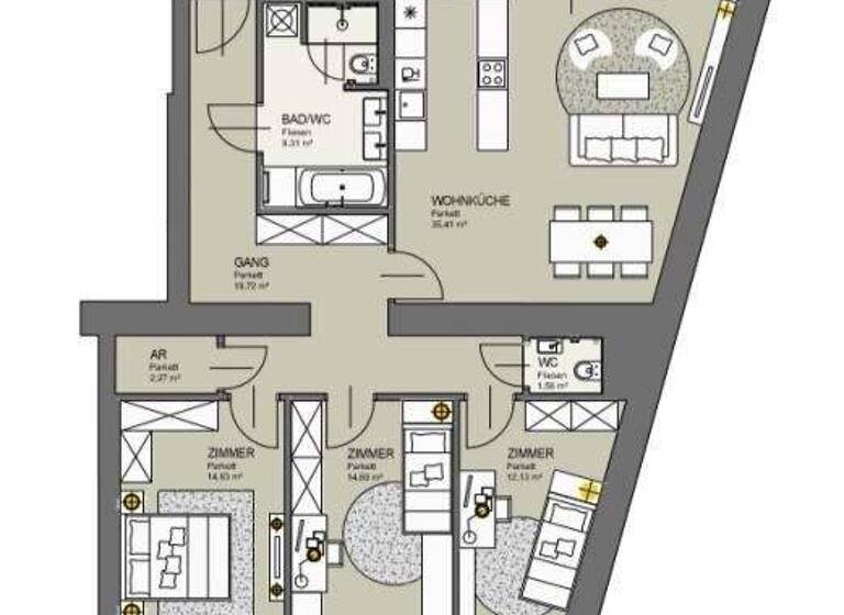 Wohnung zur Miete 2.484 € 4 Zimmer 110 m² Wien 1030