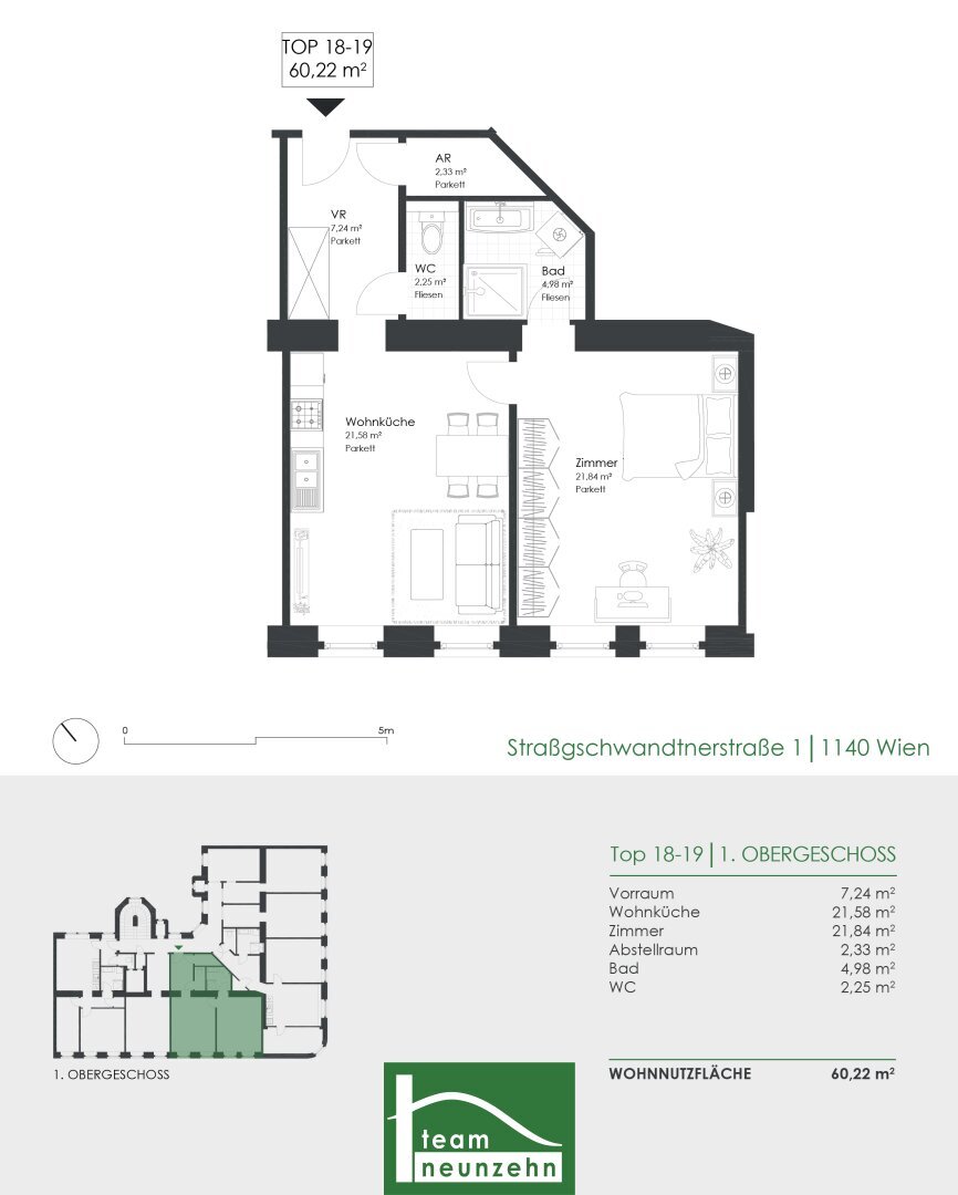 Wohnung zum Kauf 270.990 € 2 Zimmer 60,2 m²<br/>Wohnfläche 1.<br/>Geschoss Straßgschwandtnerstraße 1 Wien 1140