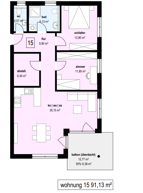 Wohnung zum Kauf provisionsfrei 434.700 € 3,5 Zimmer 91,1 m²<br/>Wohnfläche 2.<br/>Geschoss Raiffeisenstraße 6 Äpfingen Maselheim 88437