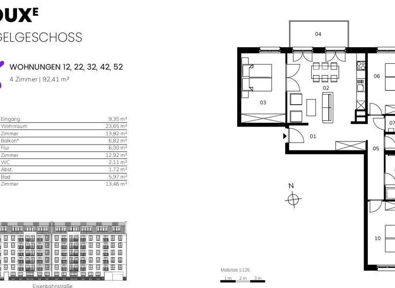 Wohnung zur Miete - Erstbezug 1.150 € 3,5 Zimmer 92,4 m² 5. Geschoss frei ab sofort Eisenbahnstraße 131a Volkmarsdorf Leipzig 04315