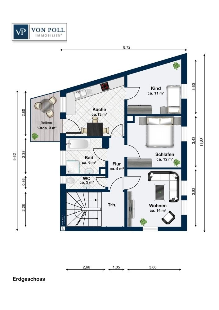 Wohnung zum Kauf 169.000 € 3 Zimmer 65 m²<br/>Wohnfläche 1.<br/>Geschoss Stadt Ansbach 91522