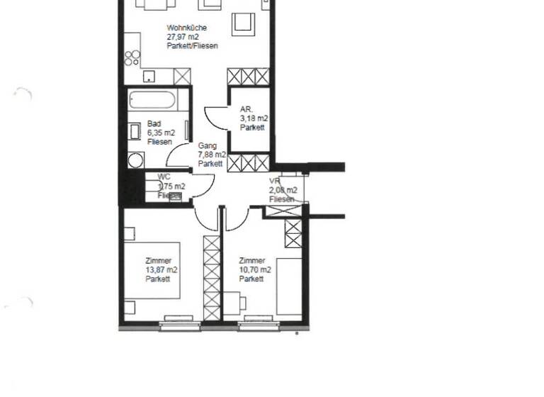 Wohnung zur Miete 744 € 2 Zimmer 74 m² 1. Geschoss Teufelhof St. Pölten 3100
