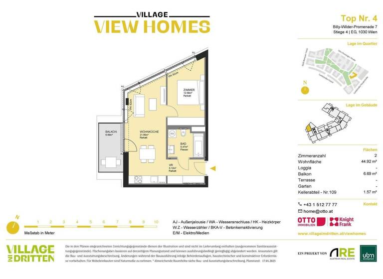 Wohnung zum Kauf - Erstbezug 314.000 € 2 Zimmer 44,9 m² EG Wien 1030