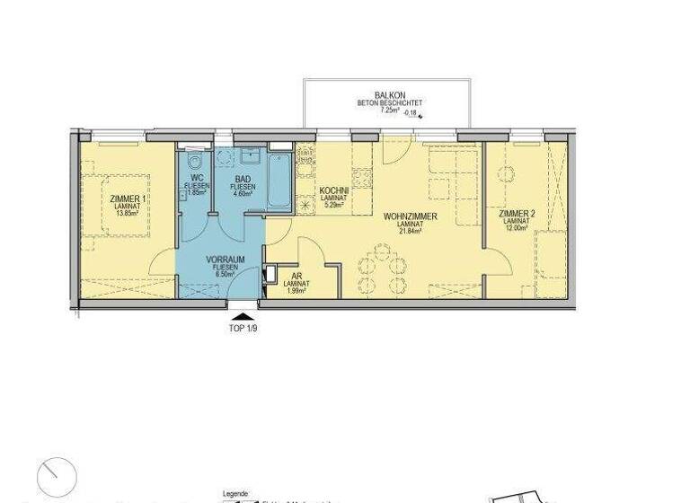 Wohnung zur Miete - Erstbezug 888 € 3 Zimmer 67,9 m² 2. Geschoss Stadionstraße Wiener Neustadt 2700