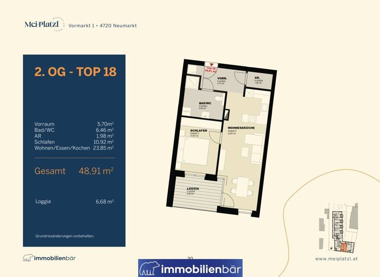 Wohnung zum Kauf - Erstbezug 215.380 € 2 Zimmer 49 m² 2. Geschoss Neumarkt im Hausruckkreis 4720