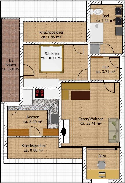 Wohnung zum Kauf 325.000 € 2,5 Zimmer 55 m²<br/>Wohnfläche 2.<br/>Geschoss Bad Aibling 83043