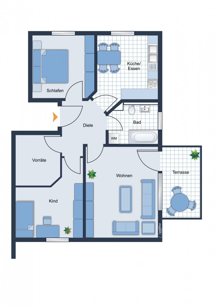 Wohnung zur Miete 570 € 3 Zimmer 75,9 m²<br/>Wohnfläche EG<br/>Geschoss Alte Lauchstädter Straße 8 Merseburg Merseburg 06217