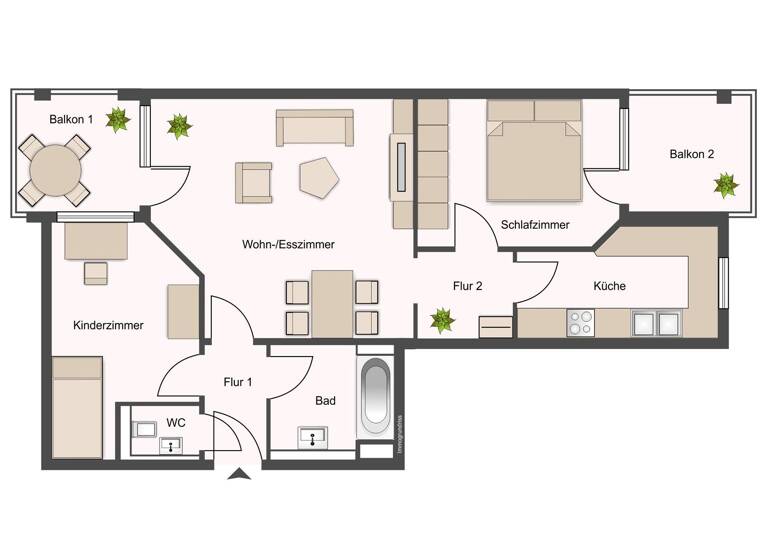 Wohnung zum Kauf 339.000 € 3 Zimmer 70,2 m² 2. Geschoss Mitte Ludwigsburg 71634