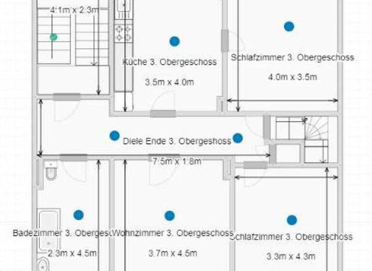 Wohnung zur Miete 650 € 3 Zimmer 83 m² 3. Geschoss frei ab 01.05.2026 Dürener Straße 17 Mitte Dortmund 44145