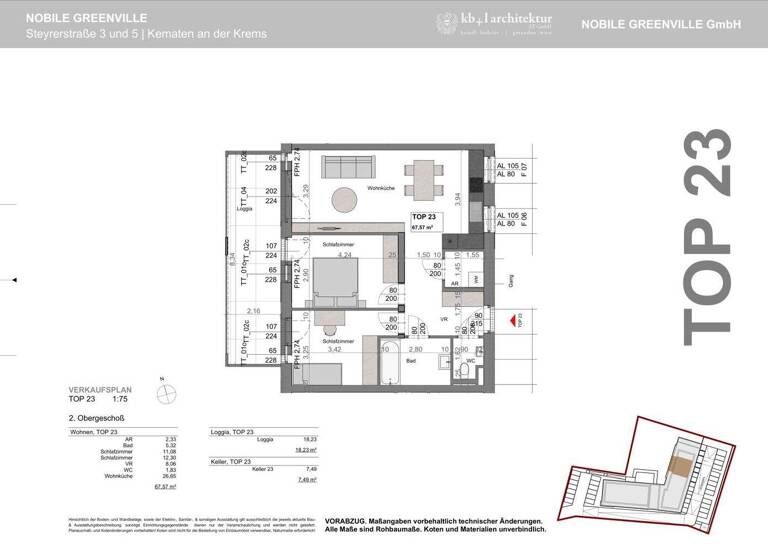 Wohnung zum Kauf - Erstbezug 295.000 € 3 Zimmer 67,6 m² 2. Geschoss Kematen an der Krems 4531