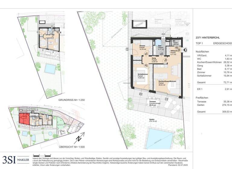 Wohnung zum Kauf - Erstbezug 732.440 € 3 Zimmer 72,7 m² EG Hinterbrühl 2371