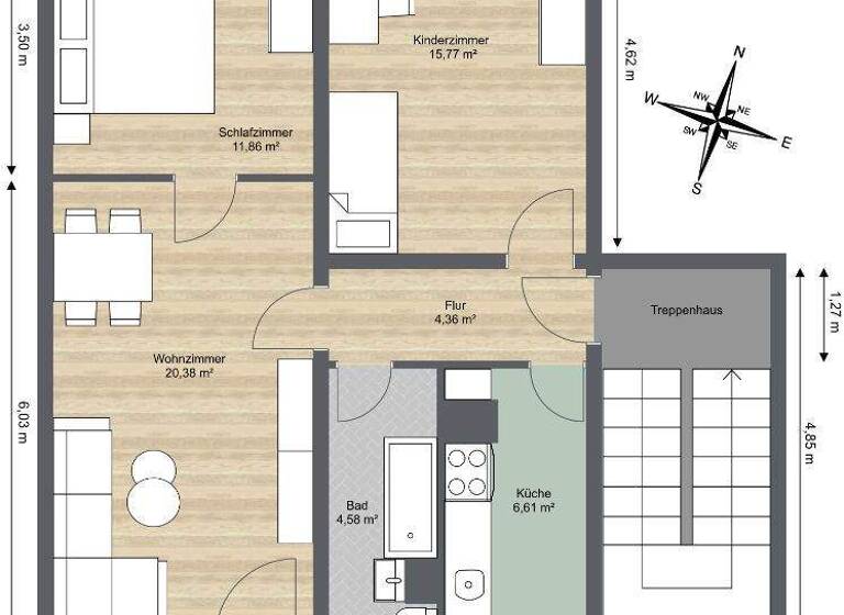 Wohnung zur Miete 450 € 3 Zimmer 66,3 m² 2. Geschoss Hans-Beimler-Straße 23 Gröba Riesa 01591
