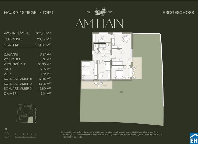 Wohnung zum Kauf - Erstbezug 950.000 € 5 Zimmer 107,8 m² EG Bauernfeldgasse Wien 1190