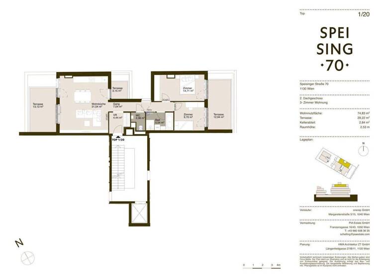Wohnung zum Kauf - Erstbezug 829.000 € 3 Zimmer 74,7 m² 4. Geschoss frei ab 01.06.2026 Speisinger Straße Wien 1130