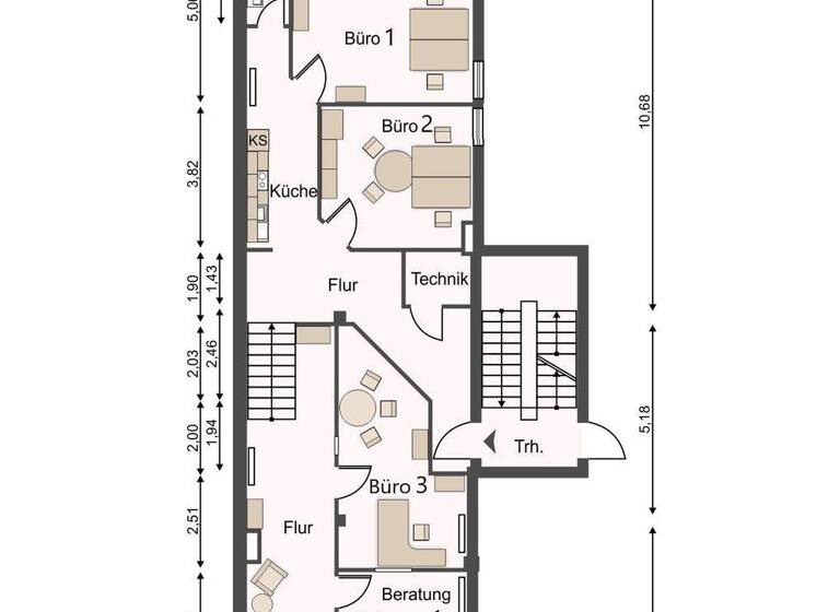 Bürofläche zur Miete 8,10 € 5 Zimmer 142 m² Bürofläche Altstadt Schwerin 19053