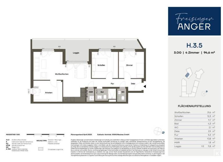 Wohnung zum Kauf 799.000 € 4 Zimmer 94,6 m² 3. Geschoss Angerstraße 48 Freising 85354