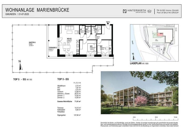 Wohnung zum Kauf - Erstbezug 586.000 € 3 Zimmer 71,8 m² Gmunden 4810