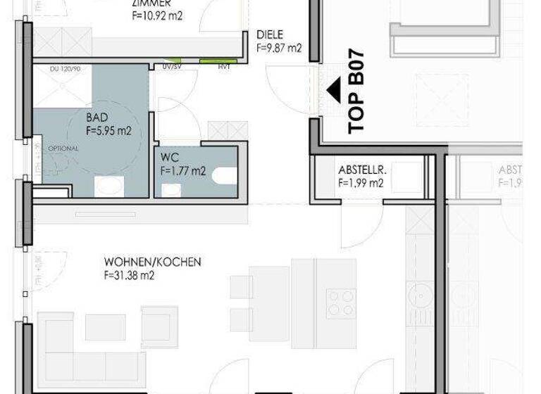 Wohnung zum Kauf - Erstbezug 615.200 € 3 Zimmer 77,4 m² 2. Geschoss Bahnhofstraße 24a, b, c Baumkirchen 6121