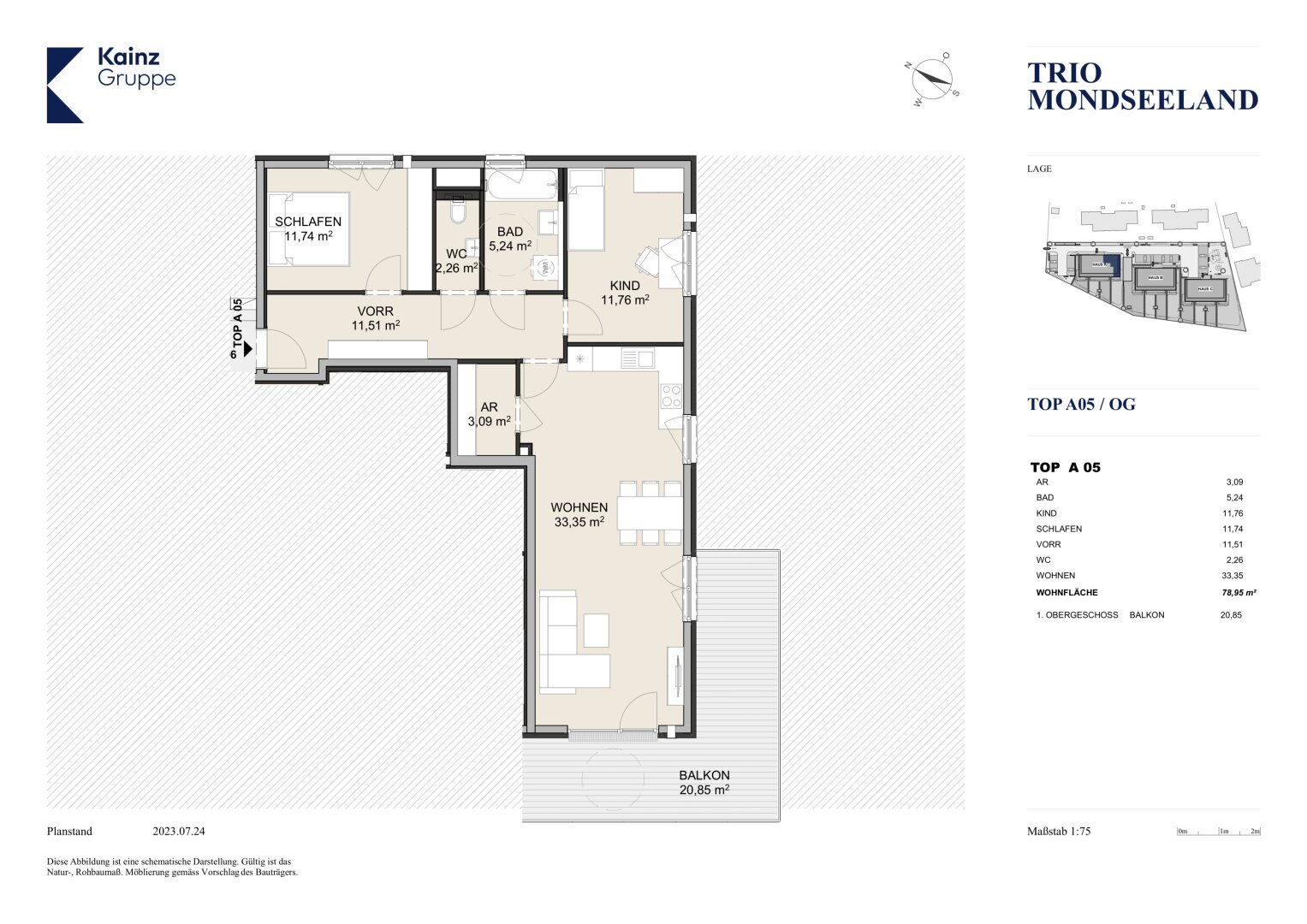 Wohnung zum Kauf 346.000 € 3 Zimmer 79 m²<br/>Wohnfläche 1.<br/>Geschoss 30.11.2026<br/>Verfügbarkeit Mondsee 5310