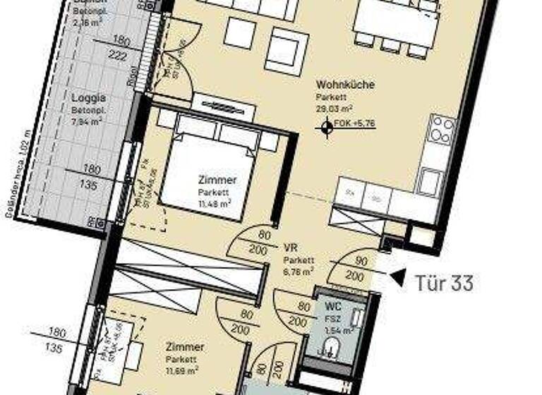 Wohnung zur Miete - Erstbezug 1.126 € 3 Zimmer 64,7 m² 2. Geschoss Wien 1210