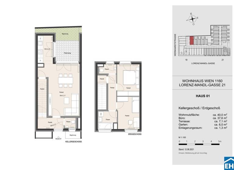 Reihenmittelhaus zur Miete 1.552 € 3 Zimmer 77,6 m² frei ab 01.04.2026 Lorenz-Mandl-Gasse Wien 1160