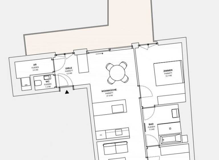 Wohnung zur Miete - Erstbezug 2.386 € 3 Zimmer 81,1 m² 5. Geschoss frei ab sofort Wien 1060