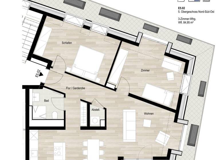 Wohnung zur Miete - Erstbezug 1.330 € 3 Zimmer 85 m² 5. Geschoss Happelstraße 45 Heilbronn 74074
