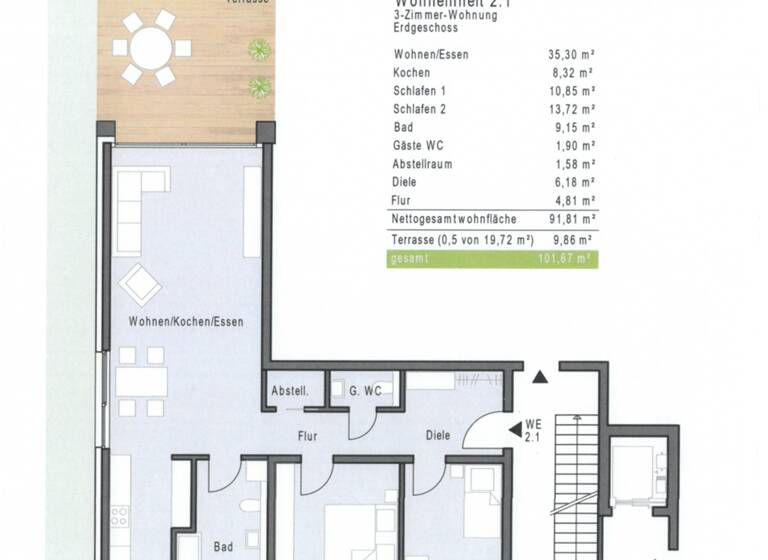 Terrassenwohnung zum Kauf provisionsfrei 577.352 € 3 Zimmer 101,7 m²<br/>Wohnfläche EG<br/>Geschoss ab sofort<br/>Verfügbarkeit Oberer Graben 2 Gadheim Veitshöchheim 97209