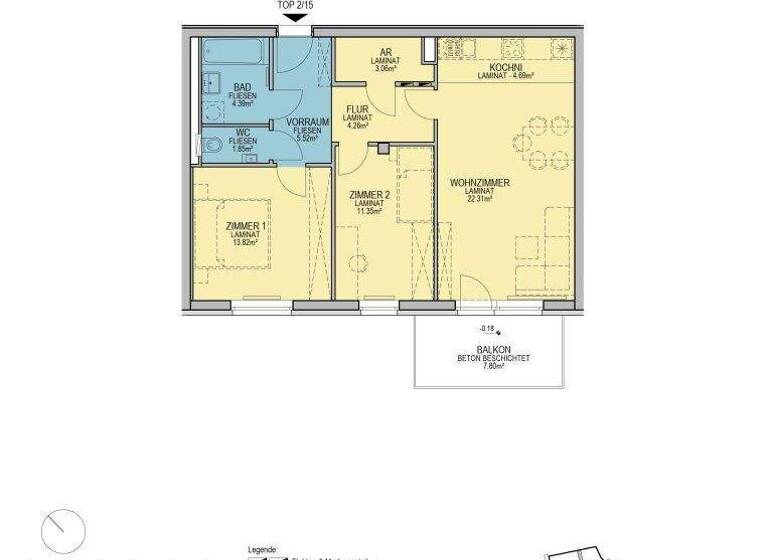 Wohnung zur Miete - Erstbezug 932 € 3 Zimmer 71,3 m² 2. Geschoss Stadionstraße Wiener Neustadt 2700