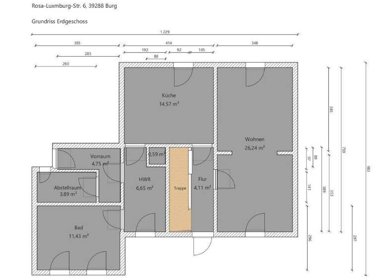 Doppelhaushälfte zum Kauf 165.000 € 3 Zimmer 108,1 m² 906 m² Grundstück Burg 39288