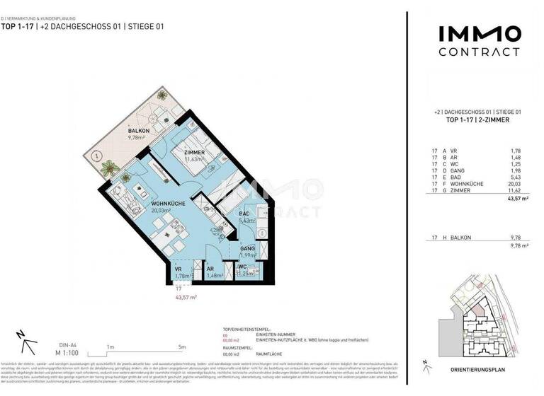 Wohnung zum Kauf - Erstbezug 286.500 € 2 Zimmer 43,6 m² 2. Geschoss Wien 1220