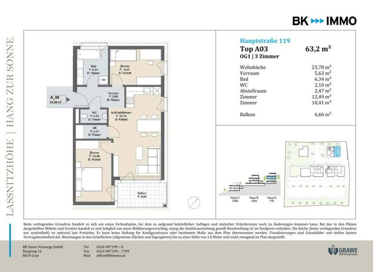 Wohnung zum Kauf - Erstbezug 294.000 € 3 Zimmer 63,2 m² 1. Geschoss Hauptstraße Laßnitzhöhe 8301