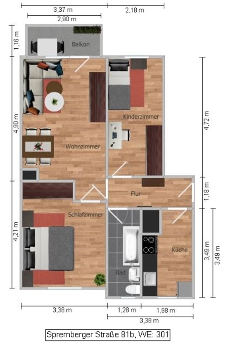 Studio zur Miete 340 € 3 Zimmer 59,1 m²<br/>Wohnfläche 2.<br/>Geschoss Spremberger Straße 81b Welzow Welzow 03119