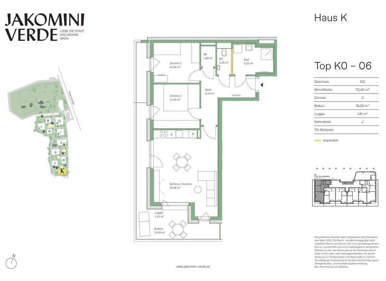 Wohnung zum Kauf - Erstbezug 335.000 € 3 Zimmer 70,4 m² EG Kasernstraße Jakomini Graz 8010